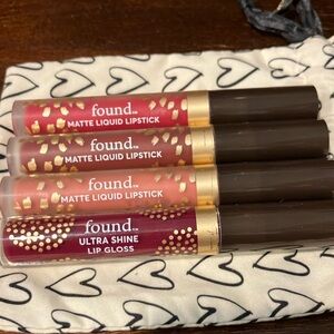Found Liquid Lipstick and Lip Gloss Set Bundle of 4 Full Size NEW